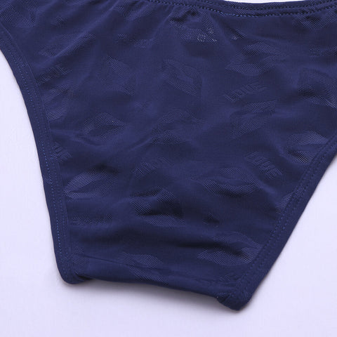 Mens Lips Jacquard Solid Color Low Rise Attractive Underwear