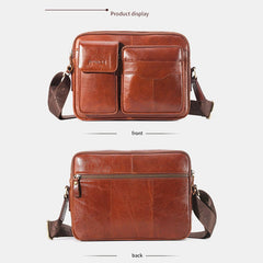 Men Genuine Leather Large Capacity Crossbody Bag Business For Outdoor