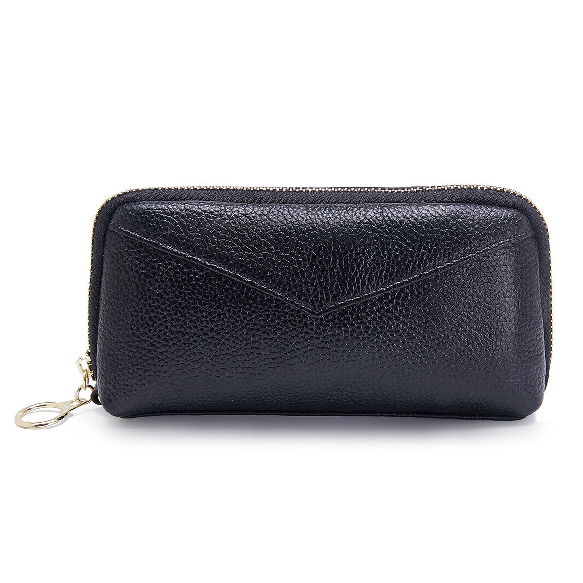 Women Genuine Leather Clutch Bag Zipper Long Wallet Two Fold Purse