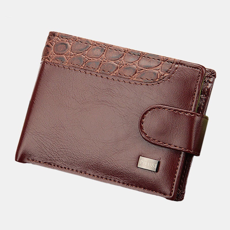 Men Faux Leather Contrast Color Retro Business Fashion Card Holder Wallet