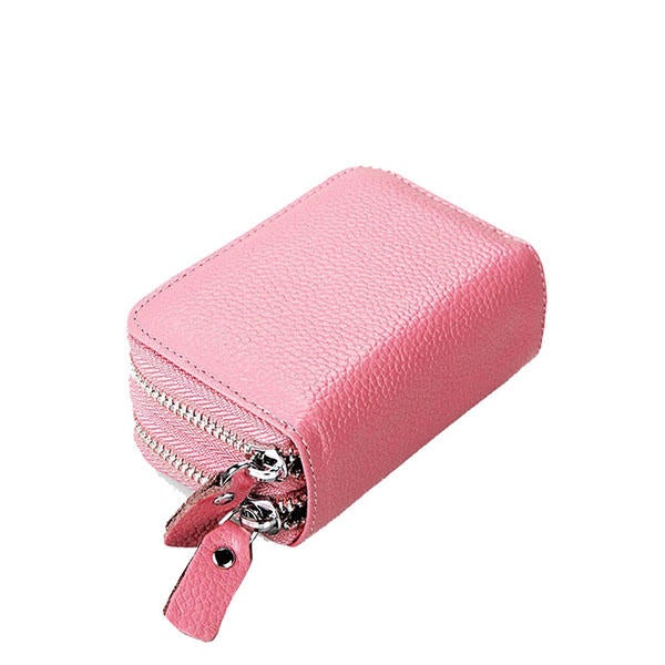 Women Men RFID Antimagnetic Genuine Leather Zipper Card Holder Purse Wallet