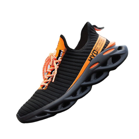 Men's Shock Absorption Sneakers Breathable Sports Shoes Flying Woven Hollow Blade Bottom Ultralight Leisure Footwear