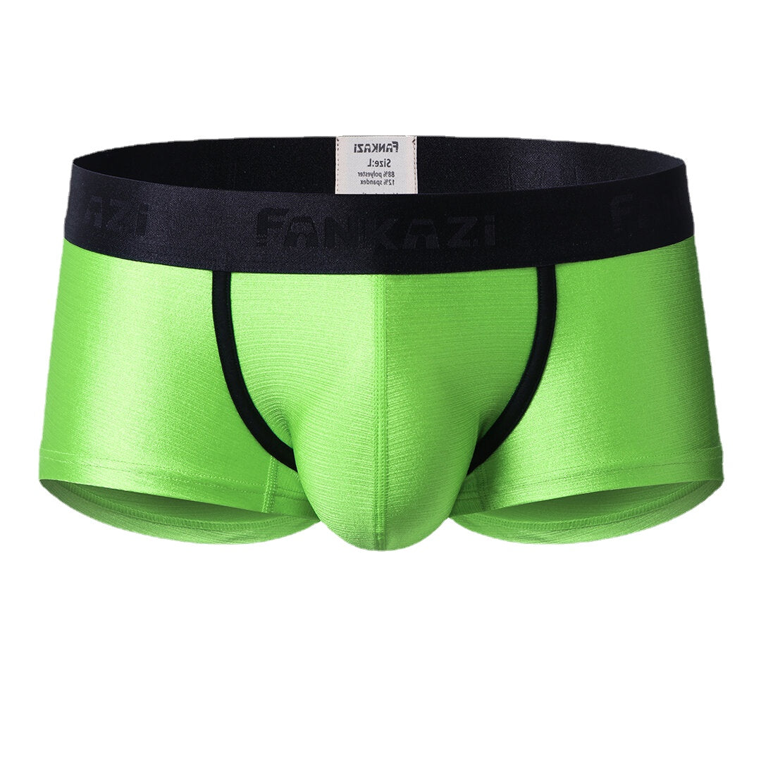 Mens Soft Comfy Ice Silk U Convex Boxer Briefs