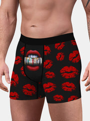 Mens Funny Allover Graffiti Heat Pint U Convex Breathable Boxer Briefs Mid Waist Underwear