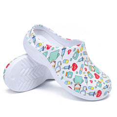 Printing Scrub Clogs Anti-slip Surgical Shoes Chef Shoes Nursing Slippers for women