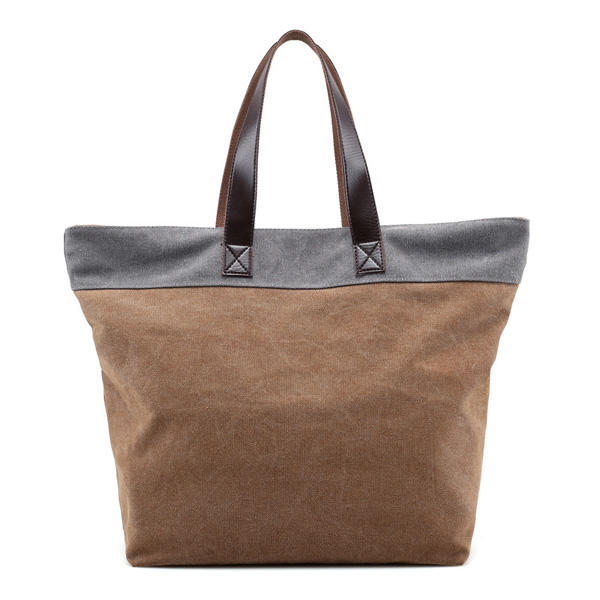 Women Canvas Hit Color Tote Bag Casual Handbag Shoulder