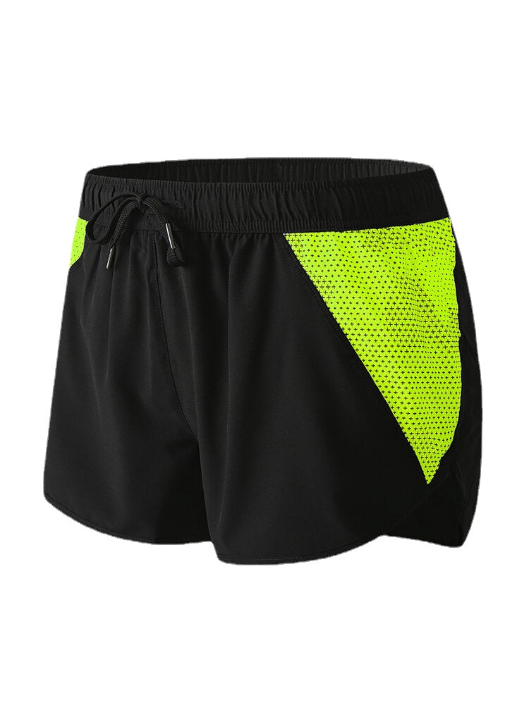 Men Mesh Patchwork Quickly Dry Drawstring Breathable Sports Board Shorts