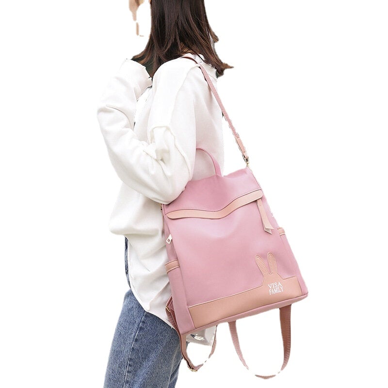 Women Patchwork Waterproof Back Anti theft Multi-carry Backpack