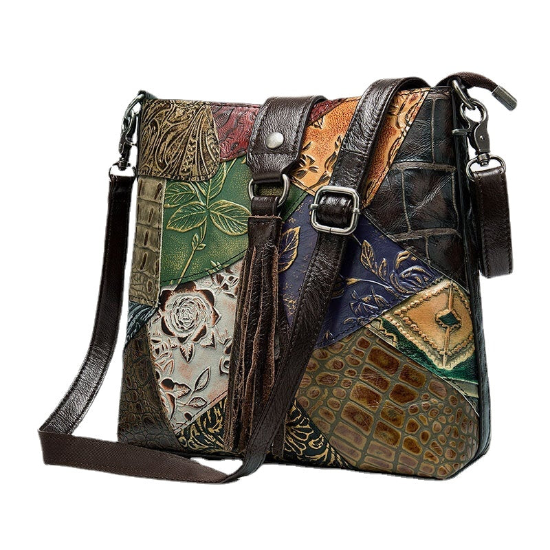 Women Large Capacoty Crossbody Genuine Leather Multi-pocket Shoulder Messenger Bag