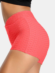 Women Solid Color V-Waist Elastic Sports Yoga Shorts
