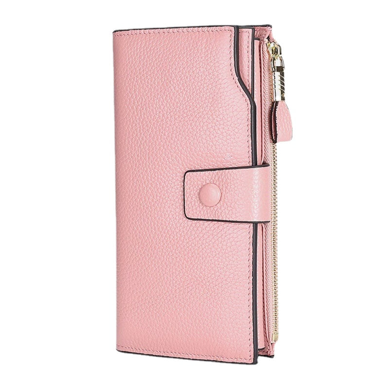 Unisex Genuine Leather RFID Anti-theft Lychee Pattern 5.8 Inch Phone Bag Clutch Purse Multi-slot Card Holder Wallet