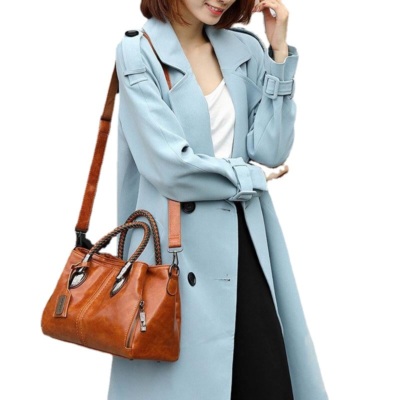 Women Vintage Handbag Oil Wax Leather Three-layer Crosssbody Bag