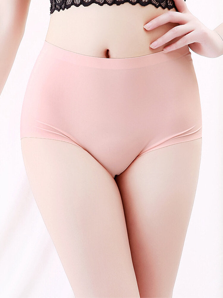 Plus Size Seamless Plain High Waisted Full Hip Smooth Panty