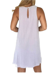 Women's Sleeveless Pure Color Mesh Crew Neck Simple Dress