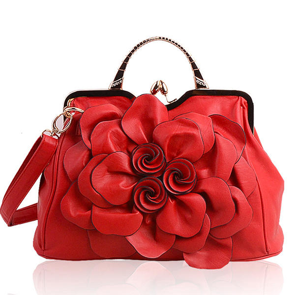 Women Elegant Handbag Rose Floral Fashion Cosmetic Bag