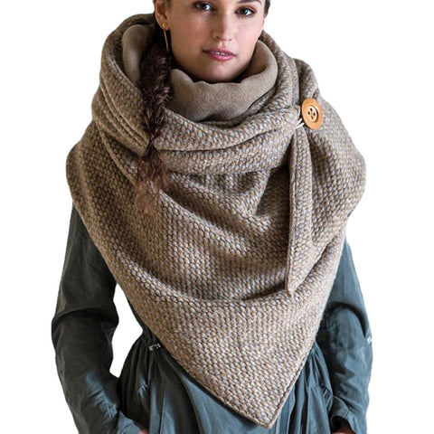 Women Cotton Plus Thick Keep Warm Winter Outdoor Casual Solid Color Multi-purpose Scarf Shawl