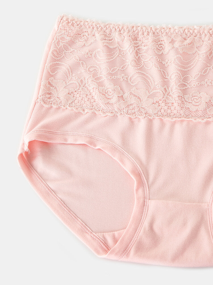 Plus Size Women's Floral Lace High Waist Cozy Panties