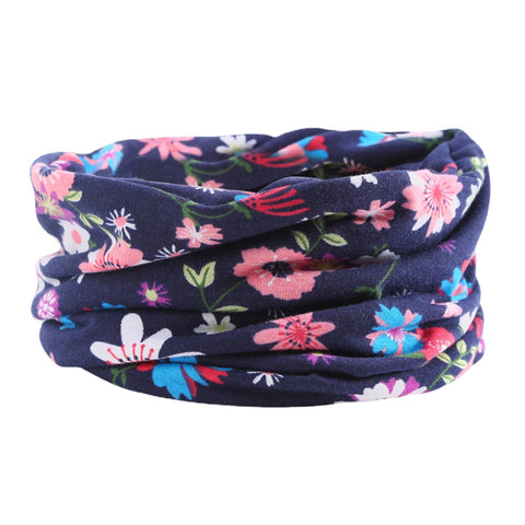 Women Cotton Colored Floral Printing Pattern Casual Outdoor Dual-Use Neck Protection Brimless Beanie