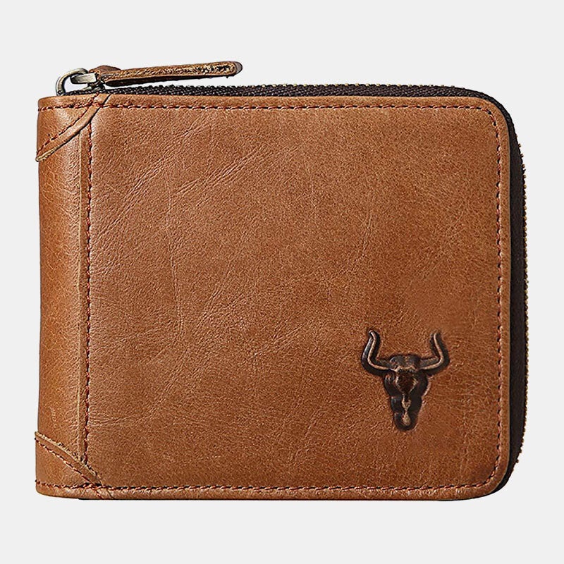 Men Genuine Leather RFID Blocking Anti-theft Retro Multi-functional Card Holder Wallet