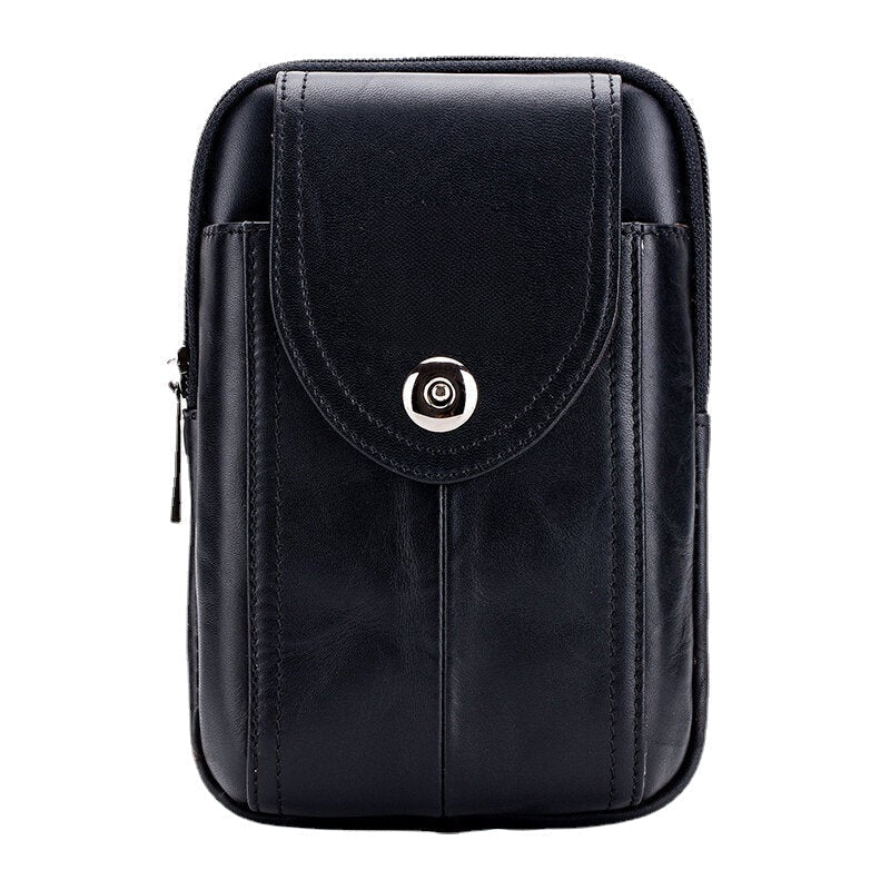 Men's Genuine Leather Phone Waist Bag - Business Style