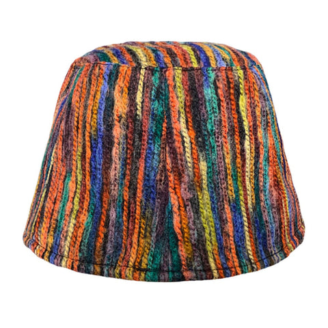 Women Woolen Mixed Color Personality Street Trend Colorful Bucket Hat