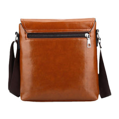 Men PU Leather Waterproof Large Capacity Crossbody Bags Back Anti-theft Pocket Wear-resistant Shoulder Bag