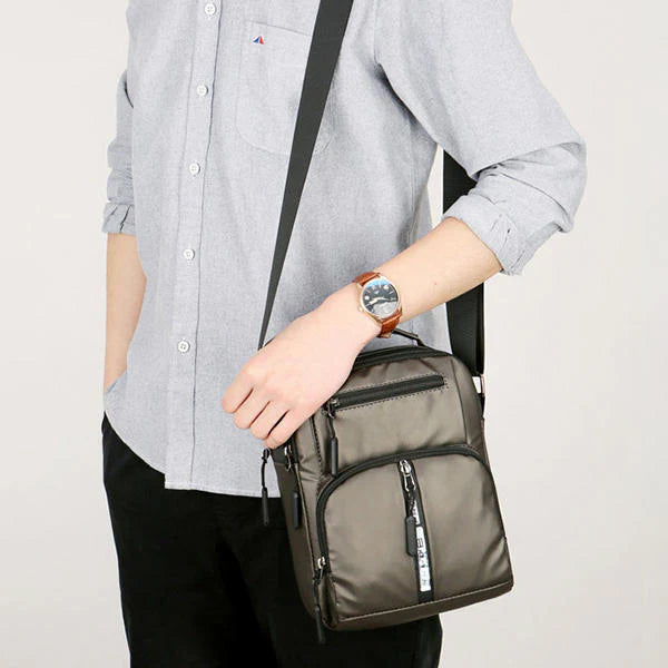 Men's Waterproof Oxford Business Crossbody Bag with Multi-Pockets