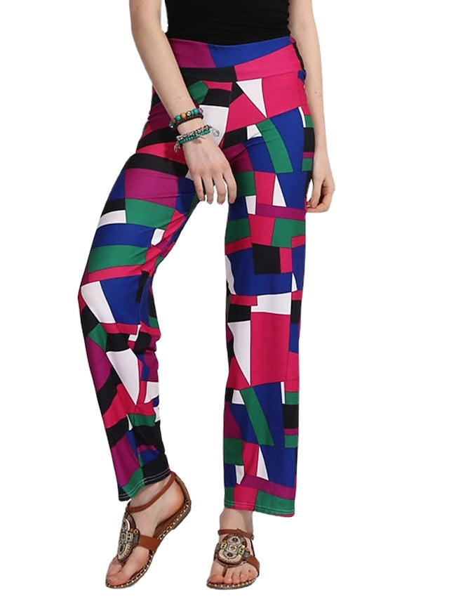 Women's Sporty Athleisure Yoga Stretchy Print Wide Leg Pants