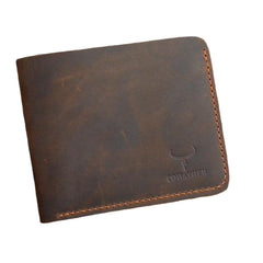 Men Bifold Leather Wallets Large Capacity Retro Short Coin Purse Card Holder Cowhide