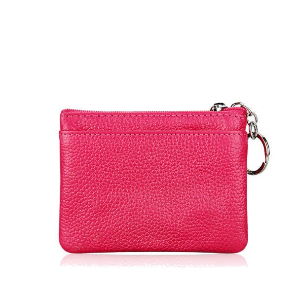 women genuine leather double zipper card holder clutch wallet candy color coin bags