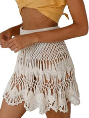 Women's Swimwear Cover Up Swim Shorts Normal Swimsuit Crochet Hole Pure Color Bathing Suits New Vacation Fashion, Sexy, Modern