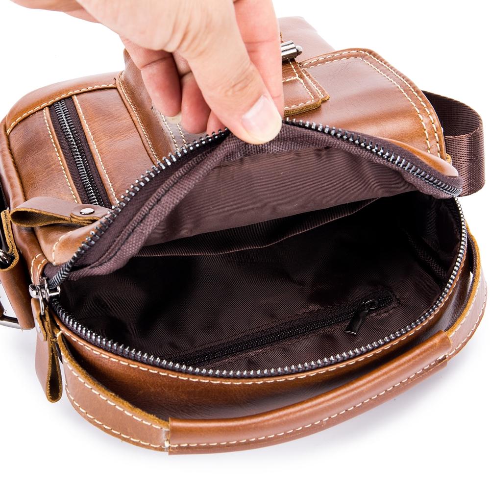 Men Classic Leather Handbag Casual Business Small Crossbody Bag Shoulder