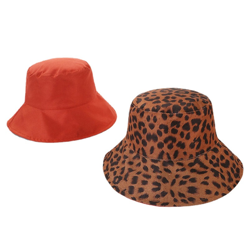 Men Women Cotton Leopard Double-Sided Wear Fisherman Hat Outdoor UV Resistence Bucket Cap