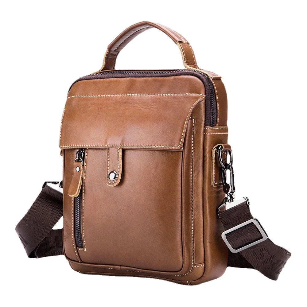 Men's Vintage Leather Waterproof Multi-pocket Crossbody Shoulder Bag