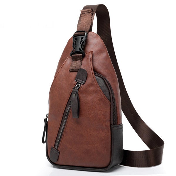 Men PU Crossbody Bag Capacity Leisure Shoulder Chest Bag