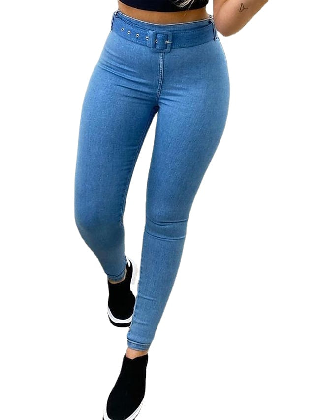 Fashion Casual High Elasticity Solid Color Women's Skinny Denim Pants