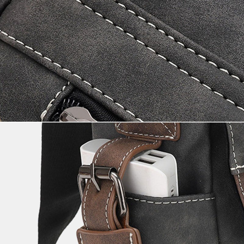 Men PU Leather Flap-Over Large Capacity Crossbody Bags Casual Fashion Multi-pocket Messenger Bag Handbag Shoulder