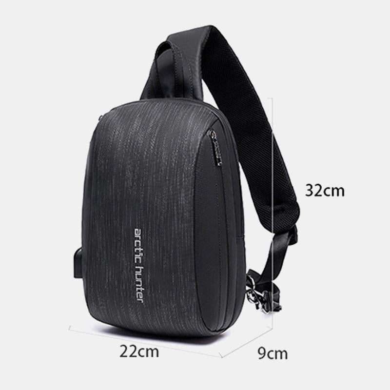 Men Fashion Casual Chest Bag Shoulder Crossbody With USB Charging Port