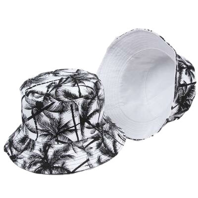 Woman Men Printed Coconut Double-sided Usable Bucket Hat Outdoor Sunscreen Visor Fisherman Hat