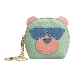 Women Genuine Leather Cute Bear Creative Mini Coin Bag Small Wallet For Card