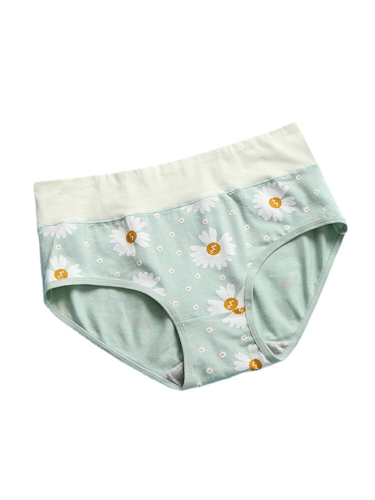 1Pcs Women Daisy Letter Print Cotton Graphene Antibacterial High Waist Panties