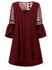 Lace Solid European Style Summer Holiday Loose Dress