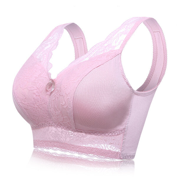 Large Size Cup Full Coverage Wireless Floral Lace Sleeping Leisure Vest Bra