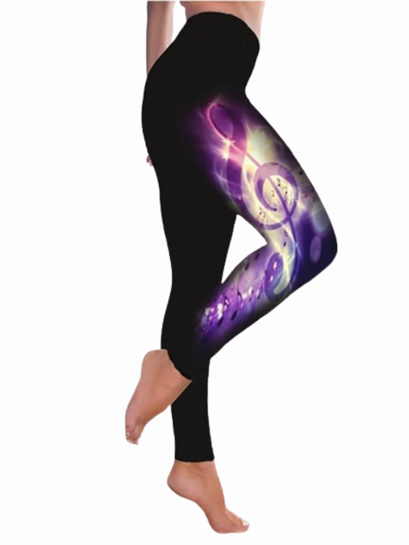 Women's Sporty Athleisure Weekend Yoga Print Stretchy Ankle-Length High Waist Pants