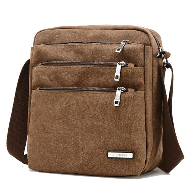 Men Canvas Outdoor Crossbody Bags Leisure Multi-Function Shoulder