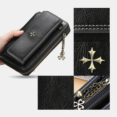 Women PU Leather Cross Flower Tassel Large Capacity Multi-card Slot Phone Bag Crossbody Bag Shoulder Bag