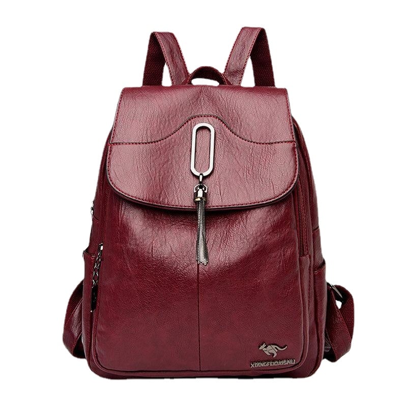 Women Multi-pocketsAnti-Theft Backpack Leage Capacity Soft Leather Shoulder Bag