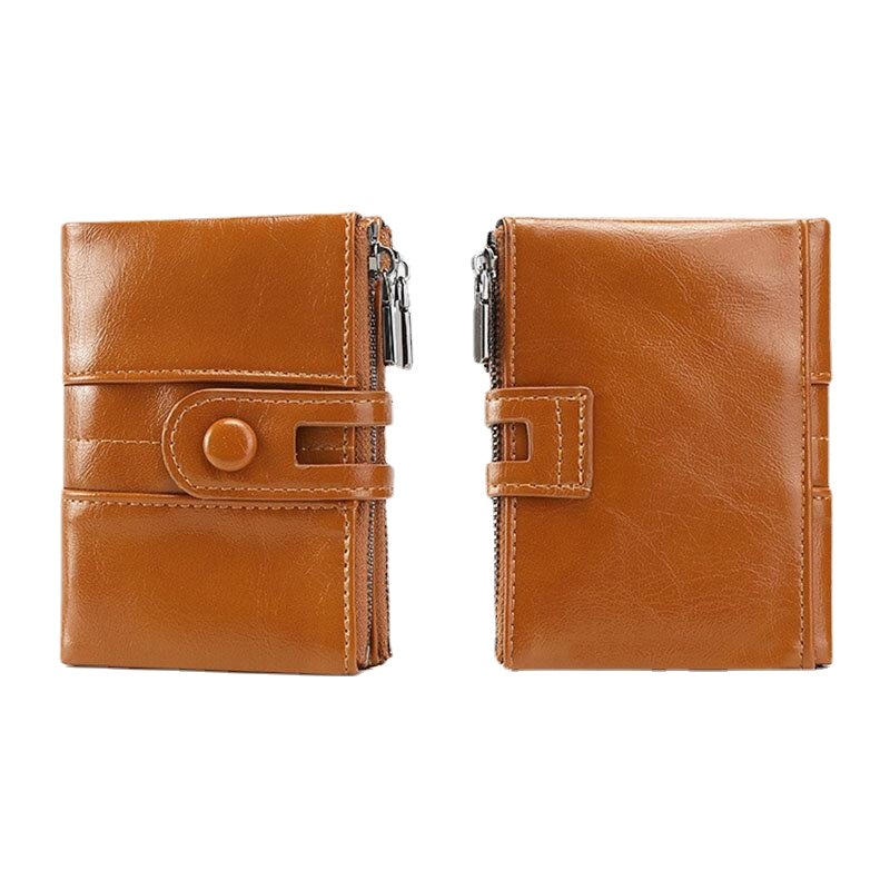 Women RFID Anti Theft 6 Card Slots Oil Wax Bifold Wallet Purse