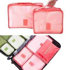 6Pcs Waterproof Travel Bag Clothes Pouch Nylon Luggage Organizer