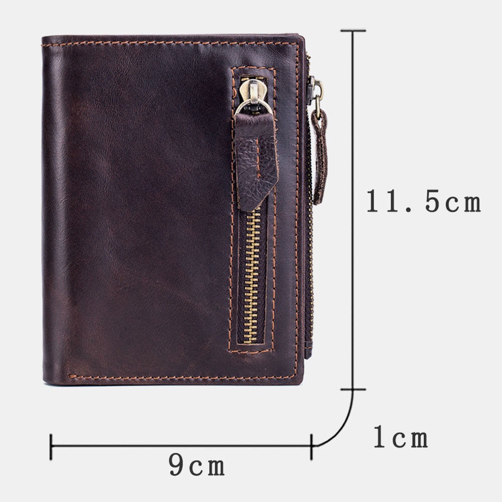 Men Bifold Leather Wallets Hasp Short Large Capacity Coin Purse Card Holder Cowhide